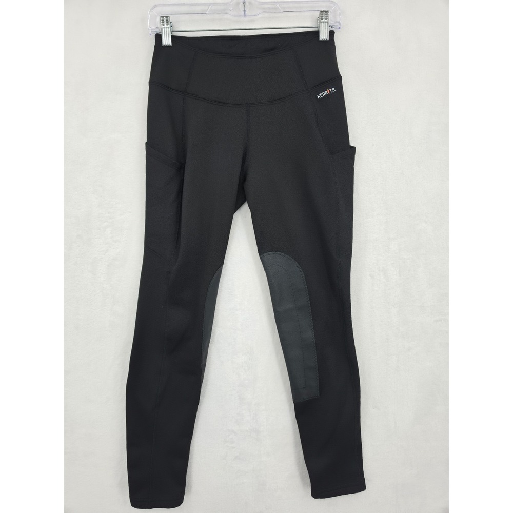 Kerrits Womens Black Fleece Lined Equestrian Riding Tights Knee Patch Small